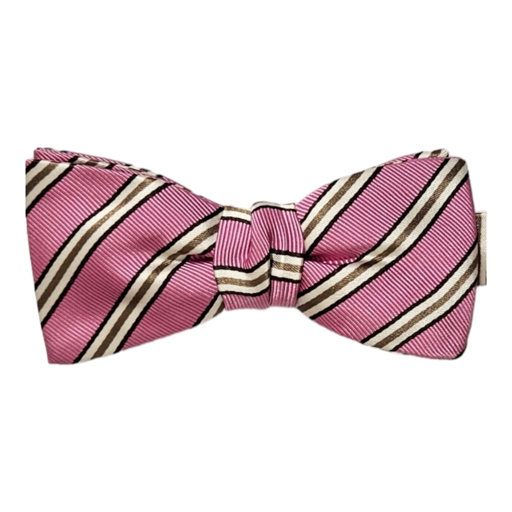 CERRUTI 1881 Pink Striped Silk Blend LUXURY Bow Tie FRANCE